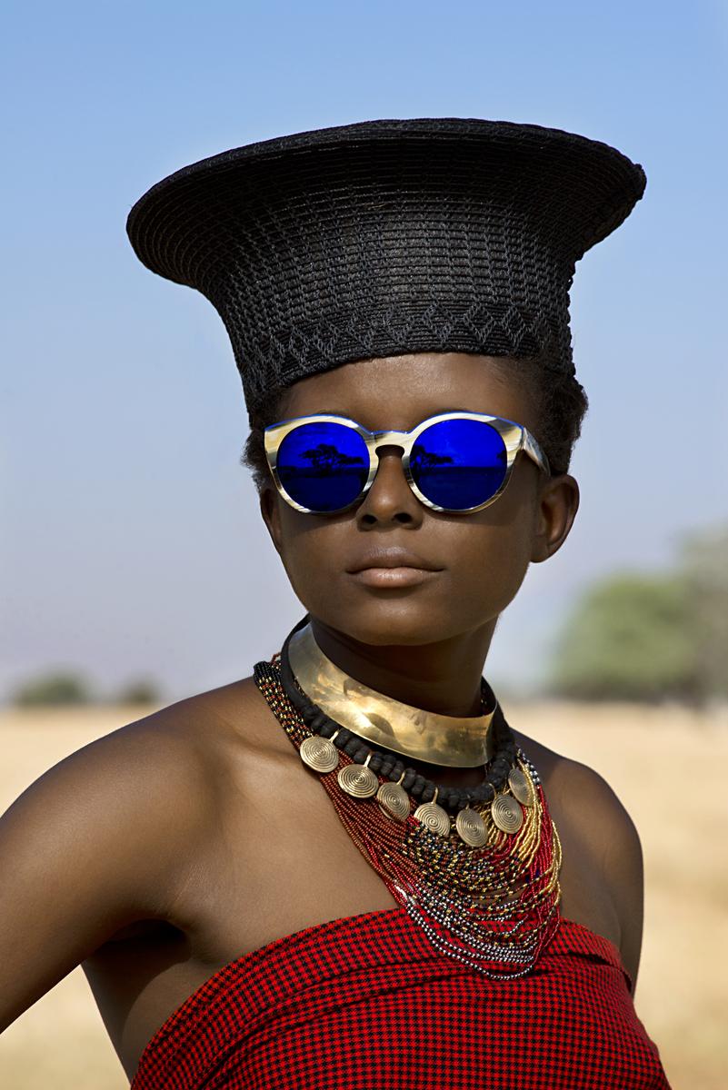 DSC_7133; Etnia; South Africa; 2013. A woman with blue sunglasses and black hat. retouched_Ekaterina Savtsova;