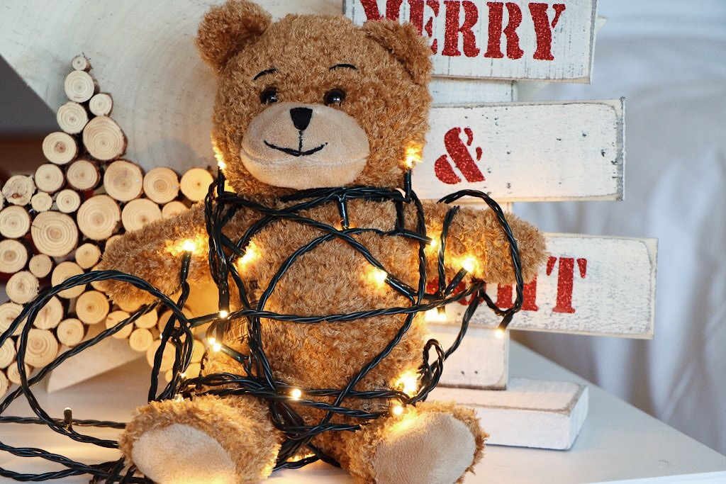 Migros teddy bear with christmas lights