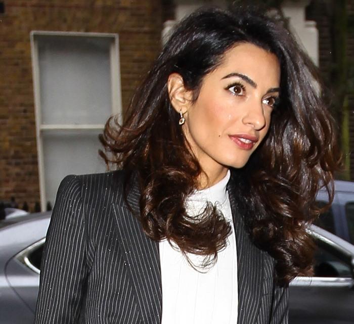 amal clooney pinstriped