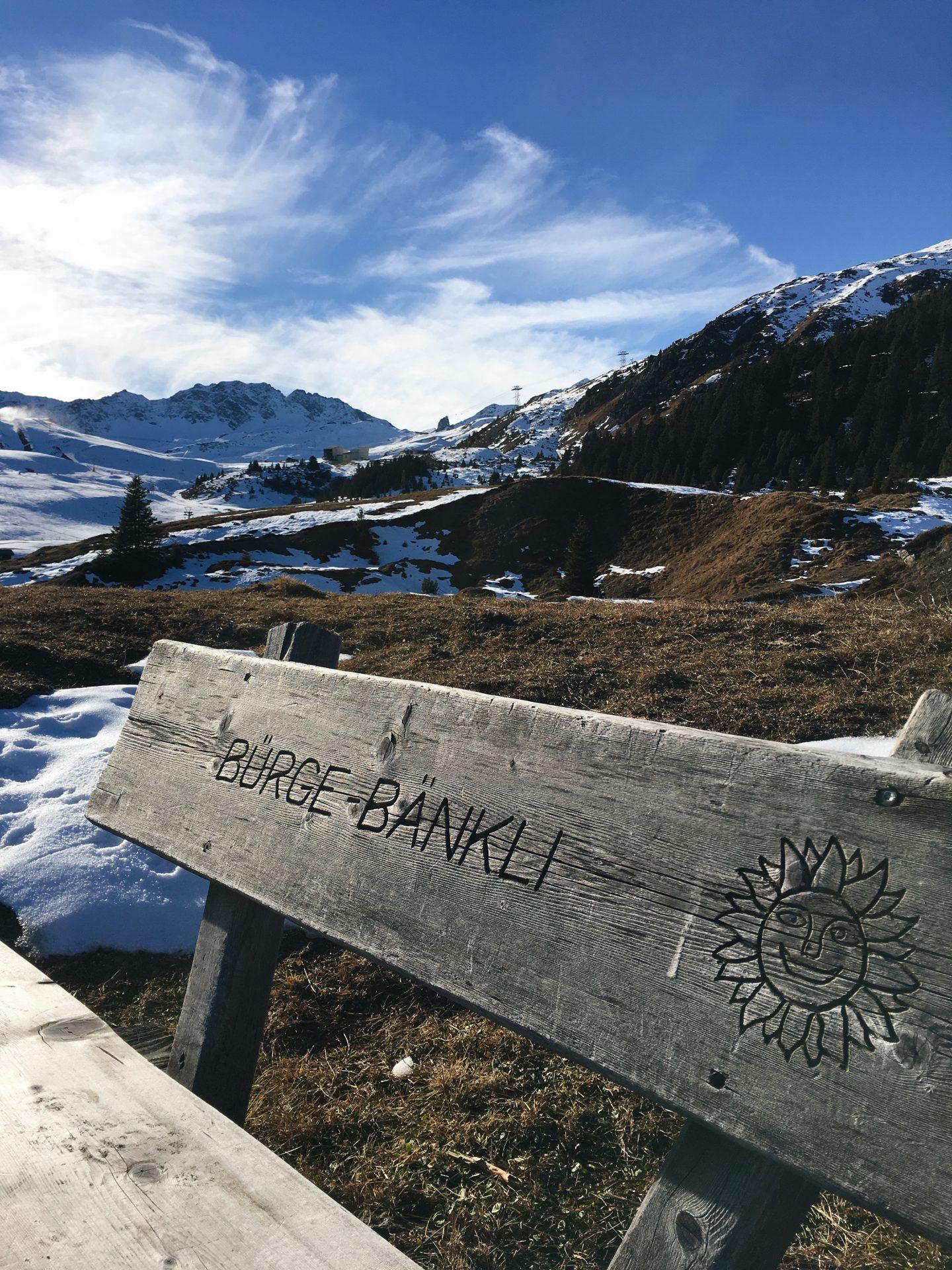 Bench near Tschuggen Grand Hotel in Arosa