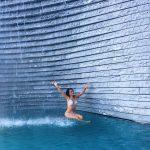 Bea in swimming pool of Mario Botta Spa