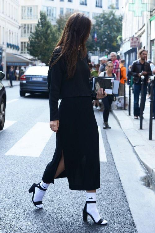 high heels with nike socks