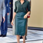 meghan-markle-green-leather-skirt-hugo-boss